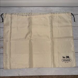 Coach Cream Drawstring Logo Dust Bag with Brown Cord